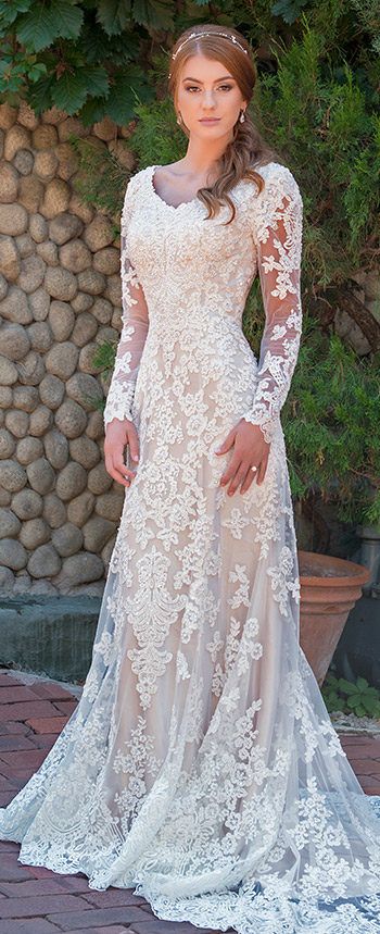 Modest Wedding Dresses & Bridal Gowns 2019 Wedding Dresses Fit And Flare, Fit And Flare Wedding Dress, Trendy Wedding Dresses, Fitted Wedding Dress, Dresses Mermaid, Modest Wedding, A Wedding Dress, Best Wedding Dresses, Modest Wedding Dresses