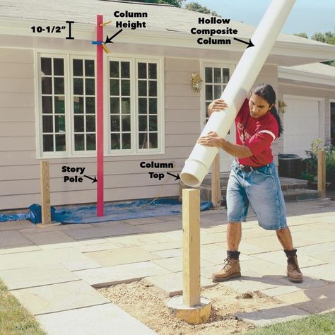 How to Build a Pergola: Pergola Plans (DIY) | Family Handyman Before And After Landscaping, Bamboo Pergola, Cheap Backyard Makeover, Cheap Backyard Makeover Ideas, Backyard Makeover Ideas, Build A Pergola, White Pergola, Pergola Attached To House, Cheap Backyard