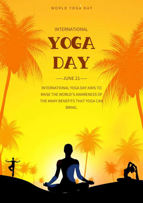 yellow gradient international yoga day poster template#pikbest#Templates#Poster International Yoga Day Poster, Yoga Poster Design, Yoga Cartoon, World Yoga Day, Yellow Gradient, Yoga Poster, Gk Knowledge, International Yoga Day, Pride Day