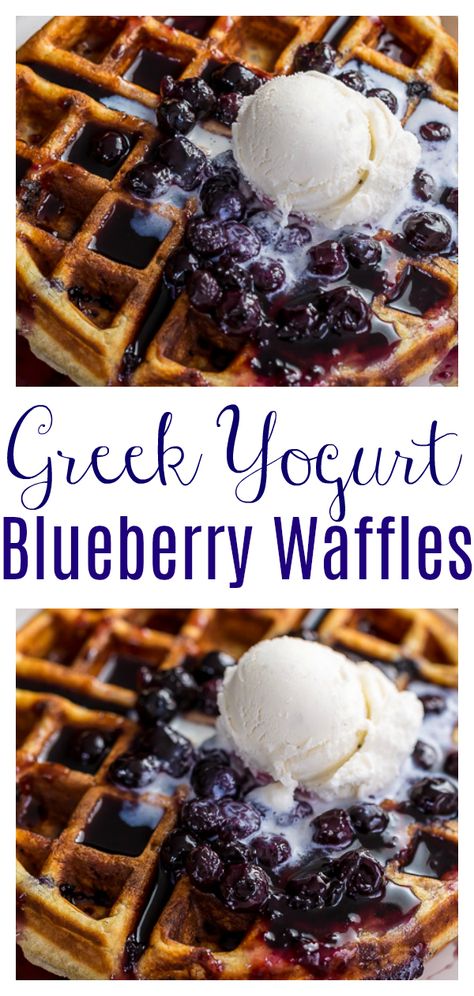 Greek Yogurt Waffles, Greek Yogurt Blueberry, Blueberry Waffles Recipe, Homemade Greek Yogurt, Waffle Iron Recipes, Healthy Waffles, Blueberry Waffles, Ideas For Breakfast, Healthy Greek Yogurt