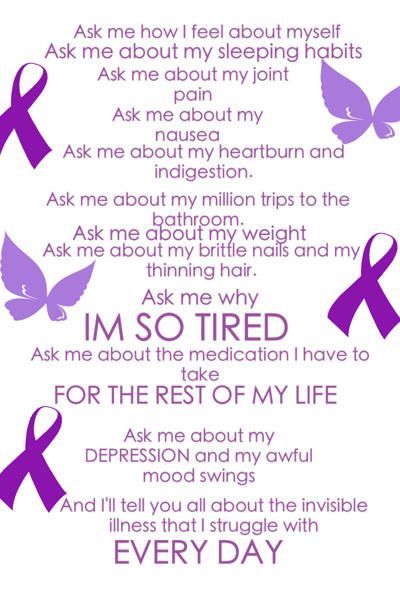 Disease Quote, I'm So Tired, Invisible Disease, Hashimotos Disease, Graves Disease, Thyroid Issues, So Tired, Thyroid Health, Purple Ribbon