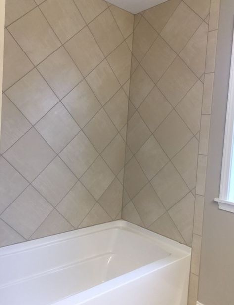 Diamond Pattern 12x12 Tile Patterns, Diamond Bathroom Floor, Diamond Bathroom Tile, Diamond Tiles Bathroom, Diamond Pattern Backsplash, Diamond Pattern Tile Floor, Diamond Tile Pattern, How To Lay Tile, Diamond Tile