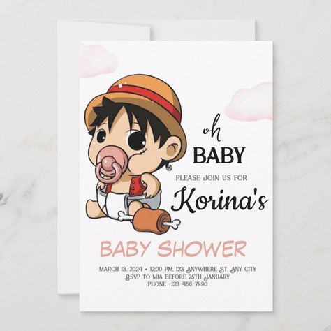 One Piece Baby Shower Ideas, Anime Baby Shower Ideas, Baby Anime, One Piece Theme, Creative Baby Shower, Baby Shower Theme Decorations, Baby Shower Invitaciones, Boy Baby Shower Themes, Nautical Baby