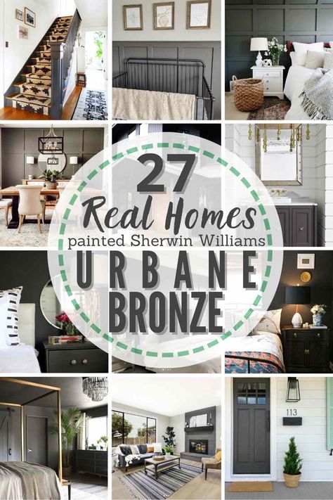 Sherwin Williams Urbane Bronze, Urbane Bronze Sherwin Williams, Bronze Living Room, Brown Grey Paint, Bronze Bedroom, Benjamin Moore Wrought Iron, Urbane Bronze, Urban Bronze, Brown Paint Colors