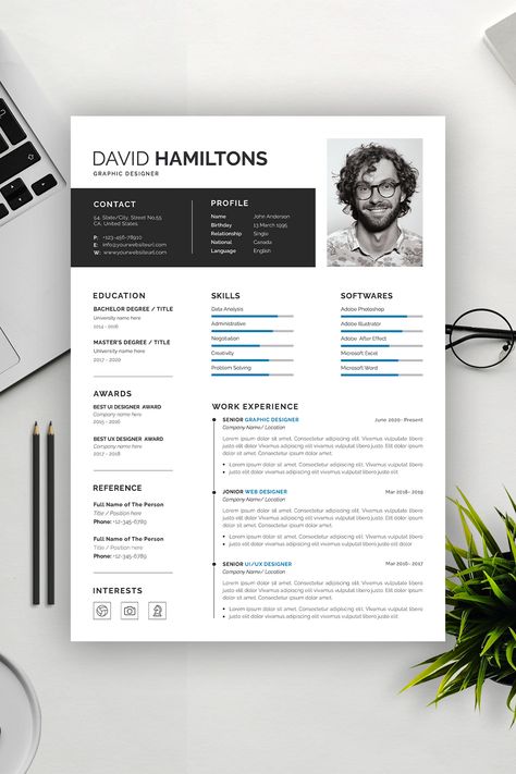 Clean and modern Resume/CV template designed to help you get that great job. All main elements are editable and customizable. You can change images with the smart object. #resume # resumetemplate #cv #resumedesign #Job cleanresume #freebies #minimalresume #professionalresume #resumedesign #psdresume #designerresume #bestcvfomat #jobresume Corporate Cv Design, Cv Resume Sample, Teacher Cv Template, Design Cv Template, Basic Resume Examples, Best Free Resume Templates, Best Cv Template, Professional Resume Design, Change Images