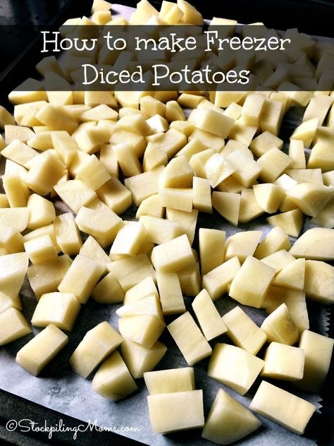 How to make Freezer Diced Potatoes Freezer Potatoes, Freezing Potatoes, Freezing Food Guide, Freezing Vegetables, Budget Freezer Meals, Frozen Potatoes, Freezer Meal Prep, Diced Potatoes, Food Saver