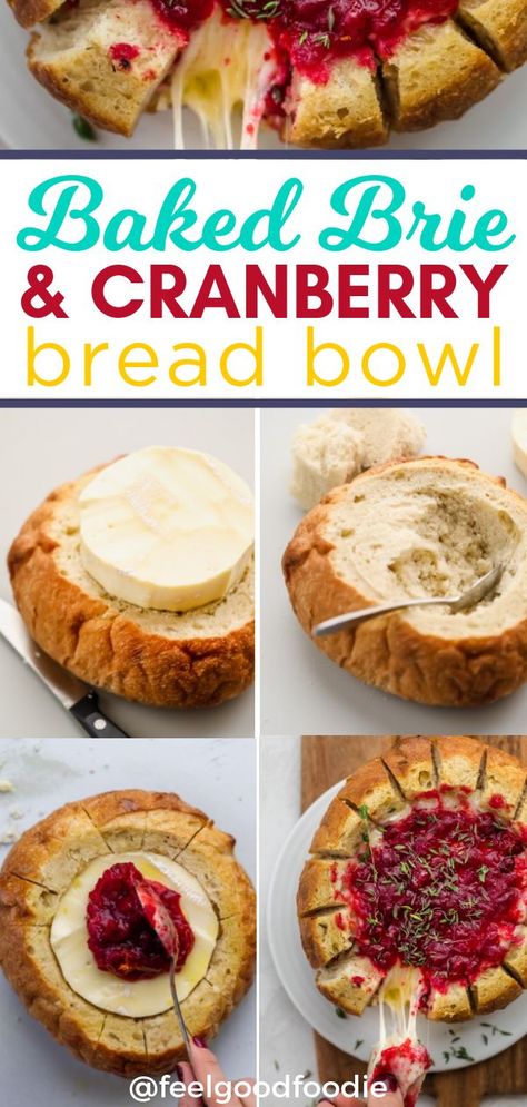 Baked Brie And Cranberry, Baked Brie Cranberry, Brie And Cranberry, Bread Bowl Dip, Cranberry Appetizer, Brie Cranberry, Baked Brie Recipes, Cranberry Baking, Brie Appetizer