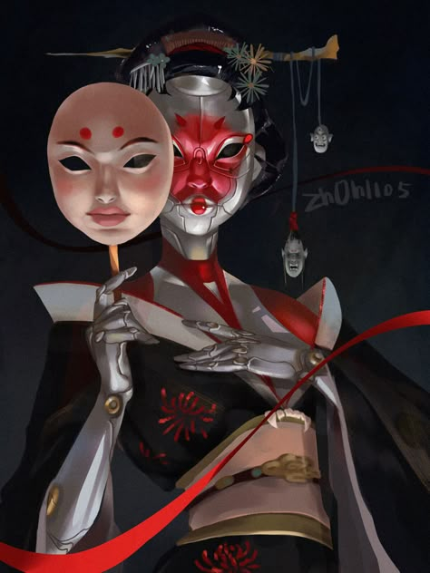 Cyborgs Art, Geisha Art, Arte Cyberpunk, Cyberpunk Aesthetic, Samurai Art, After Life, Ghost In The Shell, Cyberpunk Art, Dope Art