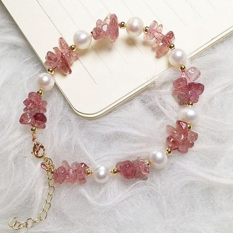 Nickles Handmade, Crystals Beads Bracelet, Elegant Beads Bracelet, Bracelet Crystal Beads, Crystal Bead Bracelet Diy Jewelry Making, Pink Bead Bracelet, Strawberry Crystal, Inexpensive Jewelry, Diy Bracelet Designs