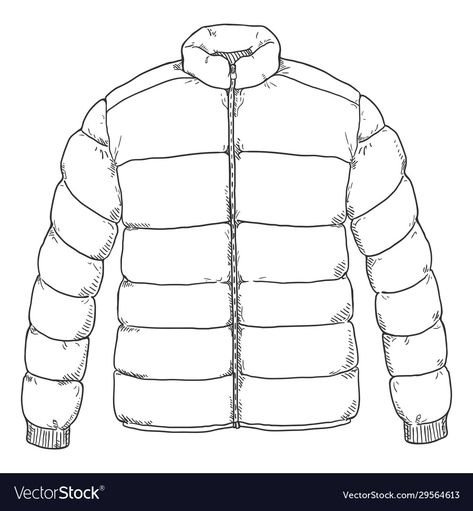 Puffer Jacket Outfit Men, Jacket Illustration, Side View Drawing, Fashion Sketches Men, Jacket Drawing, Lion Coloring Pages, Chair Drawing, Puffer Jacket Outfit, Art Sketches Pencil