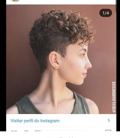 Pixie Inspirations, Shaved Curly Hair, Curly Haircuts Short, Queer Hairstyles, Hairstyles Designs, Pixie Cut Curly Hair, Haircut Ideas Trendy, Shaved Hairstyles, Short Permed Hair