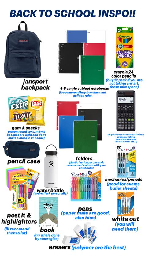 School Supplies Back To School Supplies Highschool, Cool Collage, School Highschool, Scientific Calculators, School Supplies Highschool, Crayola Colored Pencils, School Info, Back To School Supplies, Dream Board