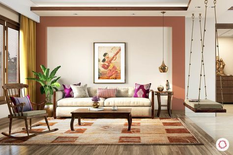 We Recreated Decor Styles From 5 Indian States Indian Living Room Design, Ethnic Living Room, Living Room Indian, Indian Interior Design, Indian States, Living Room Decor Indian, Indian Living Room, Indian Room Decor, Living Room Wall Color