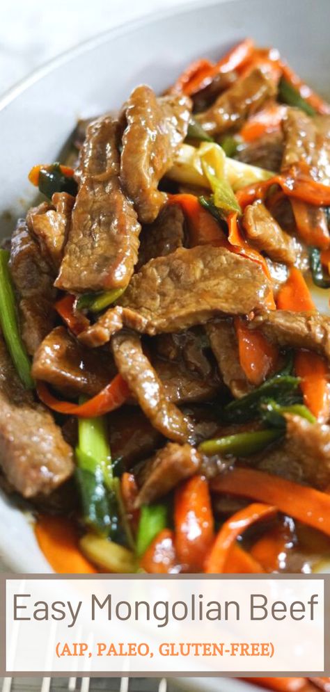 Aip Chinese Recipes, Aip Dinner Recipes, Hashimotos Disease Diet, Easy Mongolian Beef, Aip Dinner, Inflammatory Diet Recipes, Beef Flank, Aip Paleo Recipes, Hashimotos Disease