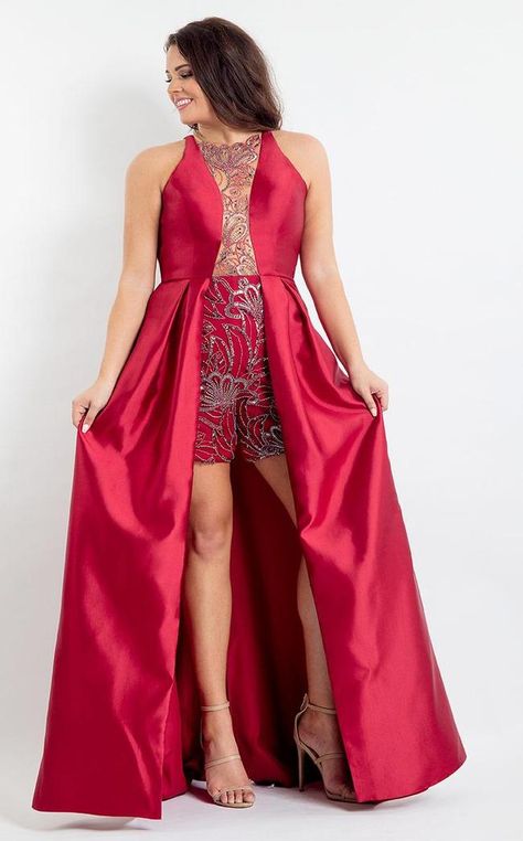 Romper With Overskirt, Tall Height, Plus Size Prom, Satin Jumpsuit, Plus Size Romper, Party Dresses Online, Rachel Allan, Formal Cocktail Dress, Sleeveless Gown