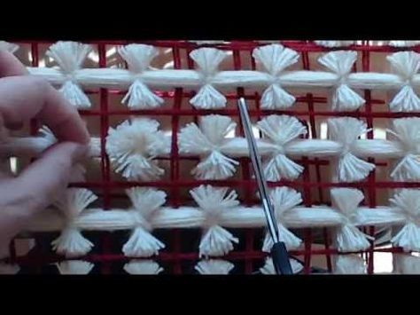 loom board pom pom blanket part 5 - YouTube Beginner Earrings, Pom Pom Baby Blanket, Weaving Frame, Loom Blanket, Pompom Blanket, Loom Board, Color Blanket, Crochet Curtain Pattern, Woolen Craft