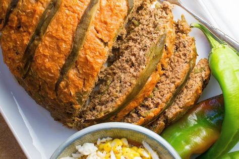 Hatch Green Chile Meatloaf Chili Meatloaf, Hatch Chili Recipes, Mexican Meatloaf, Hatch Green Chili, Green Chile Recipes, Southwestern Recipes, Hatch Chili, Chile Recipes, Hatch Green Chile