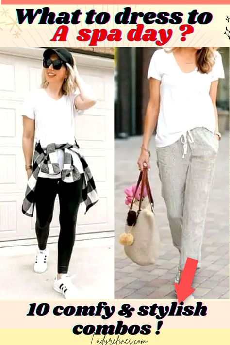 [10 combos!] what to wear to a spa day style - Fashion advice woman tips outfits. What to wear to spa , what to wear to spa day, what to wear to a spa day outfit, what to wear to a spa day style, what to wear to massage, casual spa day outfit ideas, casual spa day outfit ideas, woman outfit ideas,fashion advice woman style, woman outfit Spa Day Outfit, Spa Wear, Classy Outfit Ideas For Women, Spa Outfit, Woman Fashion Casual, Woman Outfit Ideas, Fashion Advice Woman, Casual Outfit Ideas For Women, Woman Tips