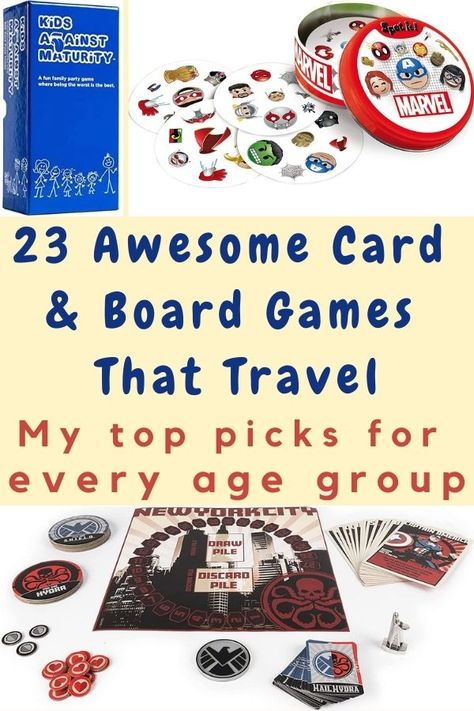 From classic board games to innovative card games, we recommends 26 travel games for preschoolers, kids, tweens and teens. #gift #guide #ideas #travel #cardgames #boardgames #strategygames #kids #teens #tweens Travel Board Games, Diy Travel Games, Games For Preschoolers, Classic Card Games, Fishing Cards, Family Party Games, Tile Games, Classic Board Games, Games For Teens