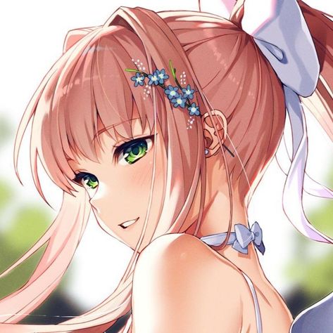 Monika Ddlc, Solo Pfps, Solo Pfp, Anime Pfps, Doki Doki, Oc Ideas, Literature Club, Cartoon Games, Brown Hair