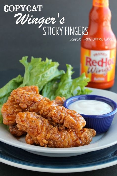 Copycat Wingers Sticky Fingers - You will never have to buy them again! DessertNowDinnerLater.com #copycat #recipe #wingers Wingers Sticky Fingers, Finger Desserts, Orange Julius, Sticky Fingers, Copycat Restaurant Recipes, Savory Appetizer, Hot Wings, Poultry Recipes, Restaurant Recipes