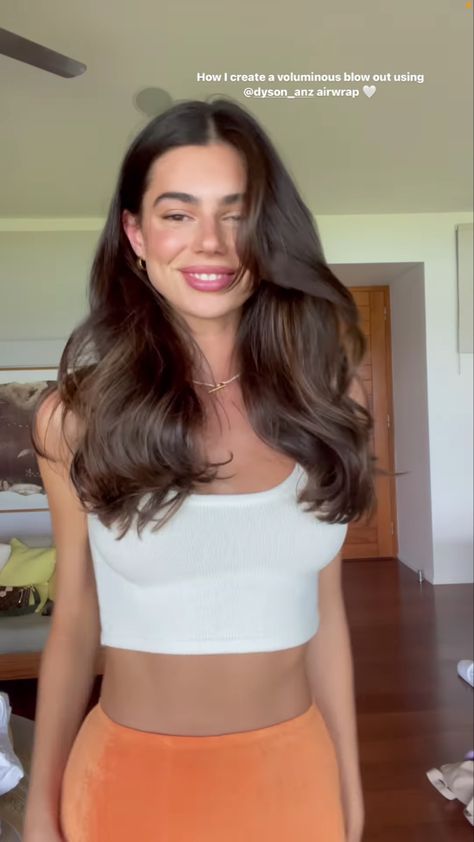 Haircolor Ideas 2023 Brunette, Blue Eye Hair Color Ideas, 90s Hairstyles Blowout Brunette, Ashton Wood Hair, Bouncy Haircut, Light Brown Hair Blowout, Long Brunette Blowout, Brunette Haircut, Light Brown Hair 90s Layers