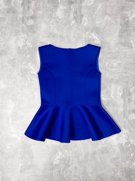 Royal Blue Satin Dress, Scuba Top, Top With Peplum, Pageant Outfits, Interview Dress, Ruffles Top, Pageant Girls, Blue Girl, Girls Pageant Dresses