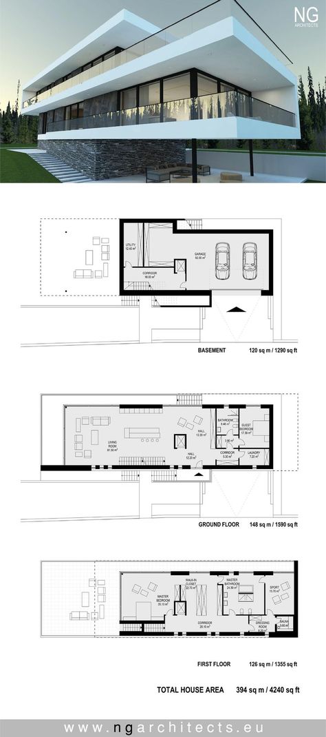 Pin on modern house plans Contemporary Villa, Modern Villa Design, Exterior Modern, Villa Plan, Modern Villa, Contemporary Farmhouse, Village House Design, Modern House Plans, Villa Design