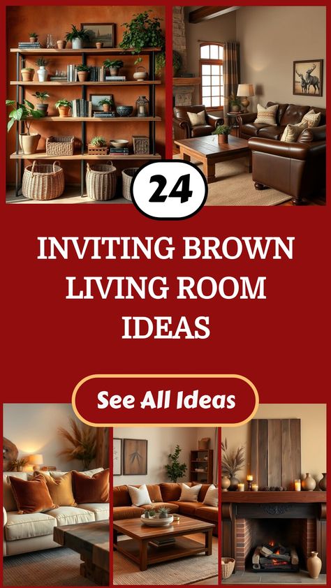 Brown-themed living room inspiration with cozy furniture and decor ideas. Cozy Brown Living Room, Brown Accent Wall, Brown Walls Living Room, Earth Tone Living Room, Brown Living Room Ideas, Living Room Decor Brown, Room Decor Brown, Brown Bookcase, Brown Accent Chair