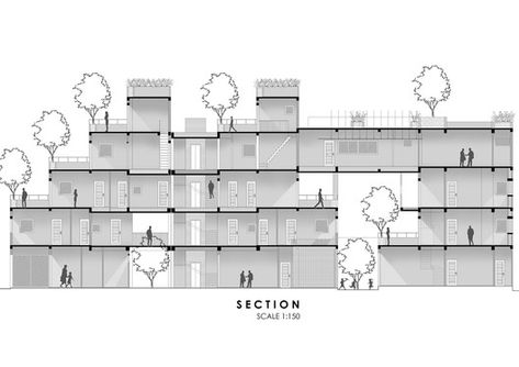 Green Peace Village / Ho Khue Architects | ArchDaily Social Housing Architecture, Terrace Building, Green Peace, Collective Housing, Jungle Life, Architecture Concept Diagram, Apartment Terrace, Concept Diagram, Architecture Graphics