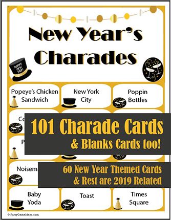 New Year's Charades printable for New Years Eve and Day - Charades that relate to the holiday and the current year. New Years Charades For Kids, New Years Eve Charades Free Printable, New Year’s Eve Charades, Slumber Party Crafts, Holiday Charades, Beach Party Games, Charades For Kids, Charades Cards, Charades Game