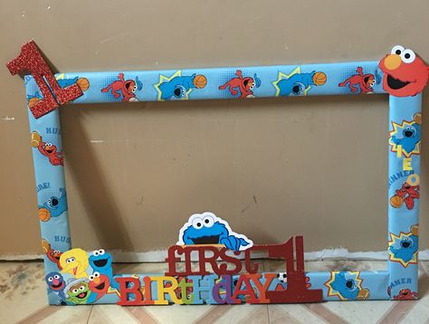 My sons 1st birthday   Sesame Street photo booth frame ❤️ 1st Birthday Sesame Street, Twins 1st Birthdays, Photo Booth Frame, My Sons, Street Photo, Cookie Monster, 1st Bday, Monster Cookies, Sesame Street