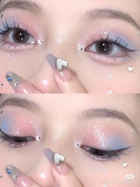 Seventeen Makeup, Concert Makeup, Pink Eye Makeup, Cute Eye Makeup, Doll Eye Makeup, Ethereal Makeup, Eye Makeup Designs, Fancy Makeup, Asian Eye Makeup