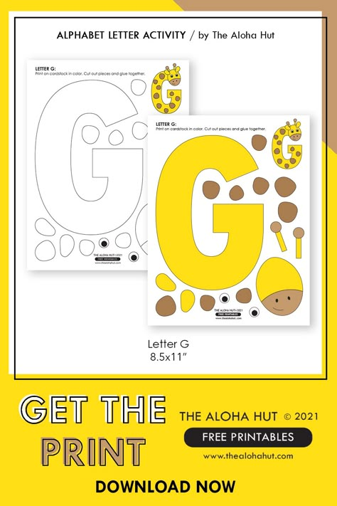 Letter G Craft, G Craft, G Is For Giraffe, Letter G Crafts, Letter G Activities, 1st Grade Crafts, Preschool Letter Crafts, Fun For Toddlers, Alphabet Letter Activities