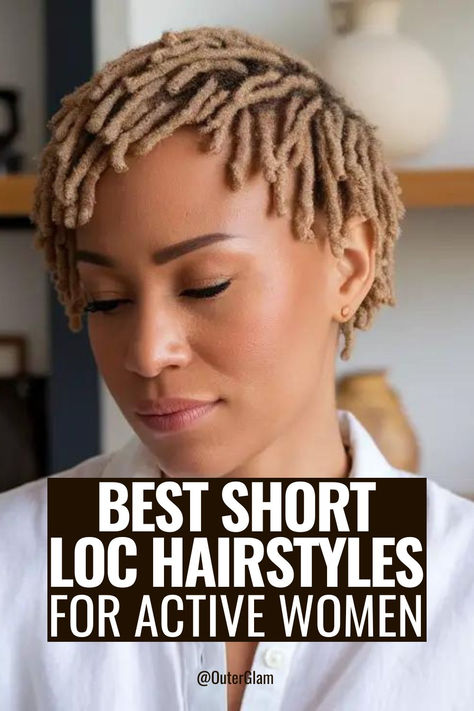 Whether you're a fitness enthusiast or a busy professional, finding the right hairstyle that stays put during workouts can be challenging. If you're looking for short LOC hairstyles that combine style and practicality, this is the information you need. Discover a variety of trendy short LOC styles perfect for active women, from tapered cuts to bob-length locs. Simple Loc Styles Short, Hairstyles For Short Locs For Women, Short Locs Hairstyles For Women Dreadlock Styles Natural Hair, Short Dreadlock Styles For Women Black, Barrel Twist Locs Women Short Hair, Short Loc Hairstyles, Short Loc Styles For Women, Short Locs Hairstyles For Women, Short Dreadlocks Hairstyles