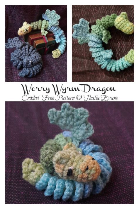 Worry Wyrm Dragon Crochet Free Pattern Wyrm Dragon, Free Pattern Knitting, Dragon Crochet, Crochet Dragon Pattern, Smink Inspiration, Crochet Dragon, Crochet Animals Free Patterns, Crochet Design Pattern, Beginner Crochet Projects