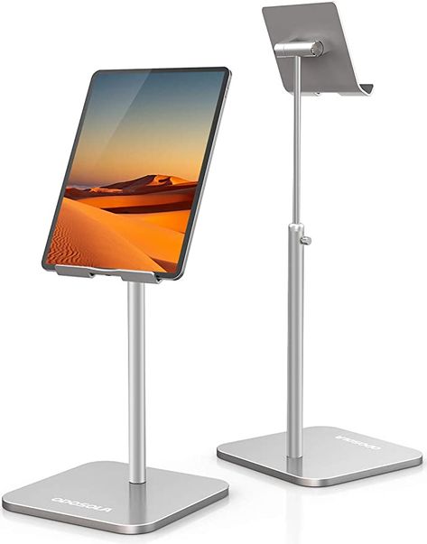 Amazon.com: ODOSOLA Tablet Stand Height Angle Adjustable, Eye-Level Desktop iPad Stands Tablet Holder for Home Office, Cradle Dock for iPad Pro 12.9, Air Mini 4, Kindle, E-Reader, Nexus, iPhone (4-13'') Silver : Electronics Fix Your Posture, Ipad Holder, Cell Phone Stand, Ipad Stand, Tablet Stand, Tablet Holder, Tablet Phone, Holder Design, Ipad Pro 12