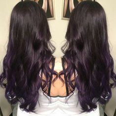 Brown To Dark Purple Ombre Hair, Brown Hair Black Ends, Plum Ombre Hair, Ash Brown Hair With Highlights, Balayage Dark, Purple Hair Highlights, Purple Balayage, Dark Purple Hair, Brown Hair Shades