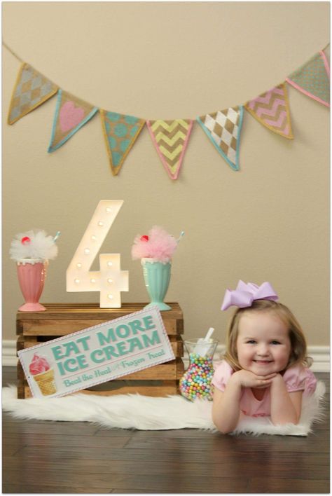 Ice Cream Birthday Pictures, Ice Cream Birthday Photo Shoot, 4 Year Birthday Photoshoot, Fourth Birthday Photoshoot, Ice Cream Photoshoot Ideas, 4th Birthday Photoshoot Ideas, 4th Birthday Photoshoot, 4th Birthday Pictures, Ice Cream Photoshoot