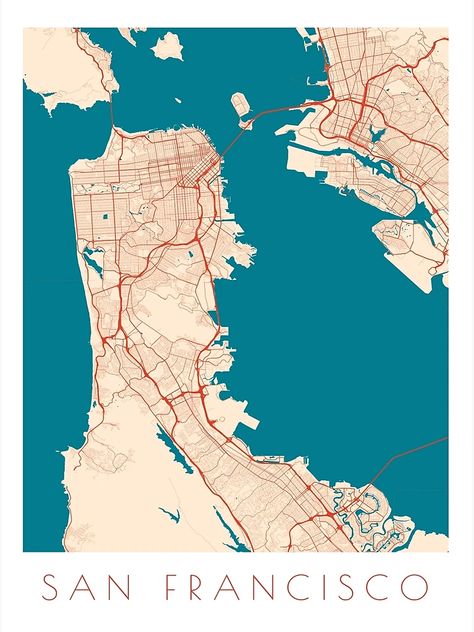 "San Francisco City Map" Poster for Sale by margindot | Redbubble San Francisco Map, City Posters, Map Outline, Dorm Posters, San Francisco City, City Map Poster, Street Map, Map Poster, City Map