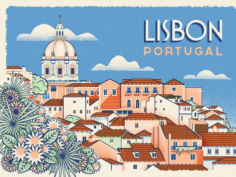 Herb Lester Postcard - How To Find Old Lisbon by Tierra Connor Lisbon Illustration, Lisbon Print, Lisbon Poster, Illustration Motivation, Illustration Lettering, City Postcard, Beautiful Wallpapers For Iphone, Illustration Ideas, City Illustration