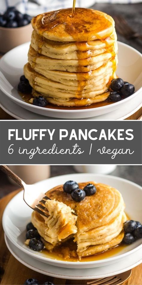 Vegan Cooked Breakfast, Healthy Pancakes Vegan, Breakfast For Vegans, Vegan Pancakes No Milk, Homemade Vegan Pancakes Easy, Vegan Pancakes Almond Flour, Easy Breakfast Ideas With Flour, Easy Vegan Recipes Breakfast, Vegan Breakfast Pancakes