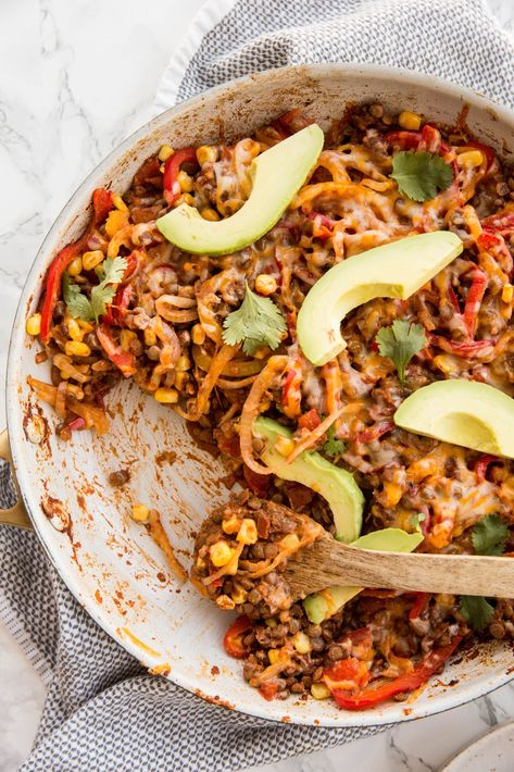 Vegetarian Lentil Taco Skillet Beet Sandwich, Taco Seasoning Ingredients, Vegetarian Taco, Taco Skillet, Vegetarian Meatballs, Lentil Tacos, Vegetarian Tacos, Shredded Brussel Sprouts, Fajita Seasoning