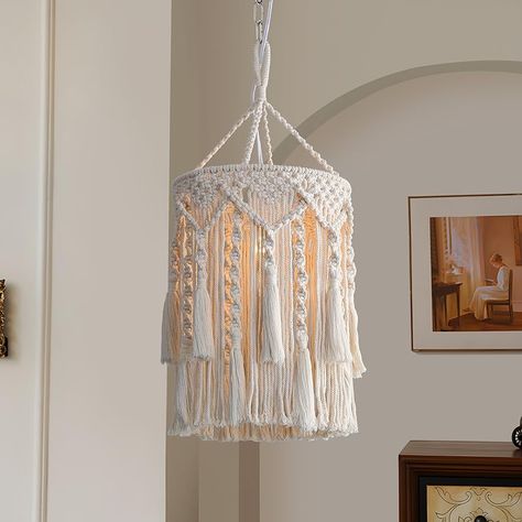 Boho Hanging Lamp, Boho Lamp Shade, Boho Light Fixture, Macrame Lamp Shade, Bohemian Lamp, Macrame Lamp, Boho Lamp, Living Room Types, Plug In Pendant Light