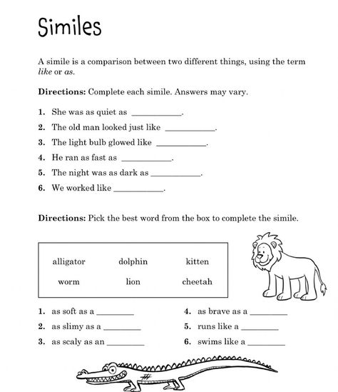 Simile Lesson, Poetry Classroom, Simile Worksheet, Princess Lessons, Creative Writing Worksheets, Worksheets For Grade 3, 1 Worksheet, Similes And Metaphors, Teaching Third Grade