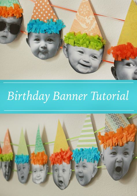 Baby Face Garland Birthday, First Birthday Face Banner, Birthday Face Banner, Baby Face Garland, First Birthday Diy Decorations, Diy Baby Birthday Decorations, Diy First Birthday Decorations, First Birthday Crafts, Diy 1st Birthday Decorations