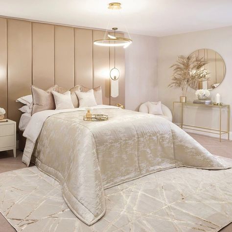 Cream And Gold Bedroom, Rowen Homes, Bedroom Furniture Uk, As Aesthetic, Gold Bedroom, Marble Effect, Main Bedroom, Neutral Colour Palette, Luxurious Bedrooms