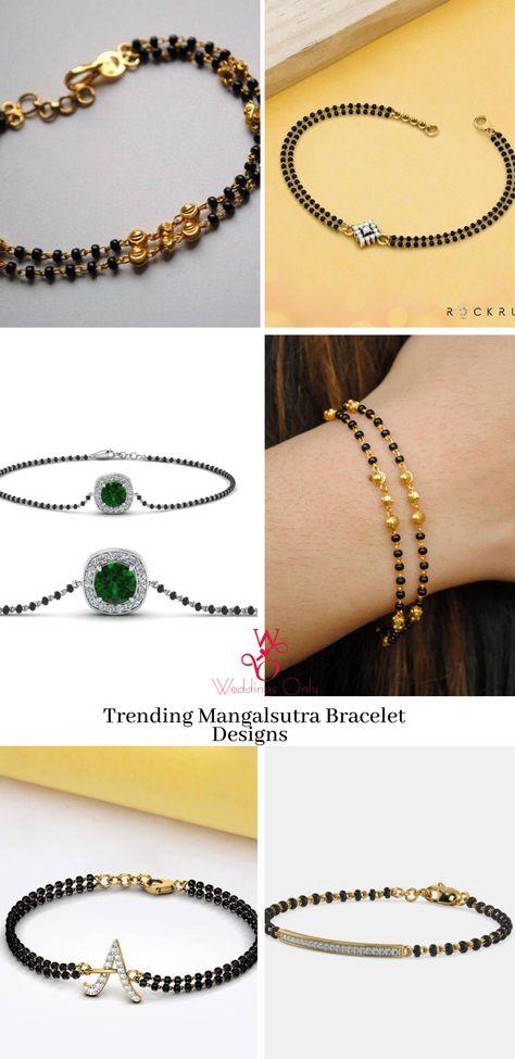 Bracelets Gold Simple For Women Black Beads, Gold Hand Mangalsutra Designs, Black Beaded Bracelets Women, Black Bead Bracelet Gold, Mangal Sutra Bracelet Design, Mangalsutra Bracelet Designs Gold, Black Beads Bracelet Gold For Women, Hand Mangalsutra Bracelet In Gold, Mangalsutra Bracelet Design