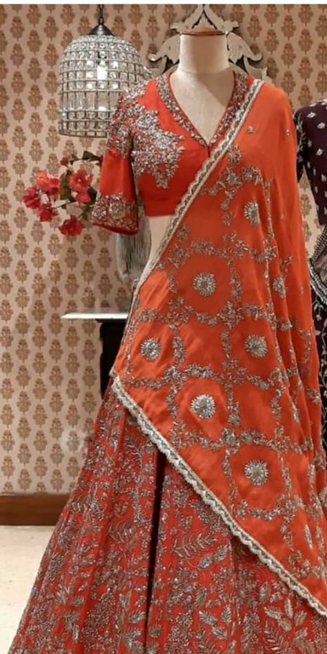 Orange Brocade Lehenga, Jayanthi Reddy, Blouse Design Lehenga, Design Lehenga, Saree Blouse Design, Brocade Lehenga, Designer Bridal Lehenga Choli, Lehenga Designs Simple, Anarkali Dress Pattern