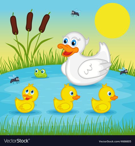 Duck With Ducklings, Duck And Ducklings, Cute Ducklings, Duck Pins, Duck Cartoon, Christmas Crafts For Kids To Make, Airbrush Art, Drawing Images, Art Drawings For Kids